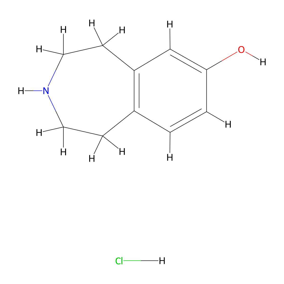2,3,4,5-tetrahydro-1H-3-benzazepin-7-ol hydrochloride molecular structure, CAS 52662-01-8