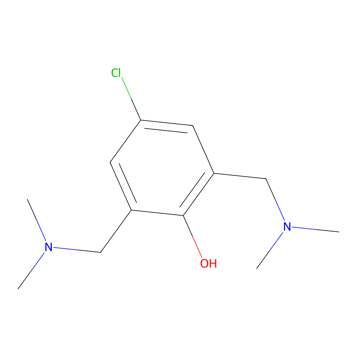 4-Chloro-2,6-bis(dimethylaminomethyl)phenol molecular structure, CAS 52662-66-5