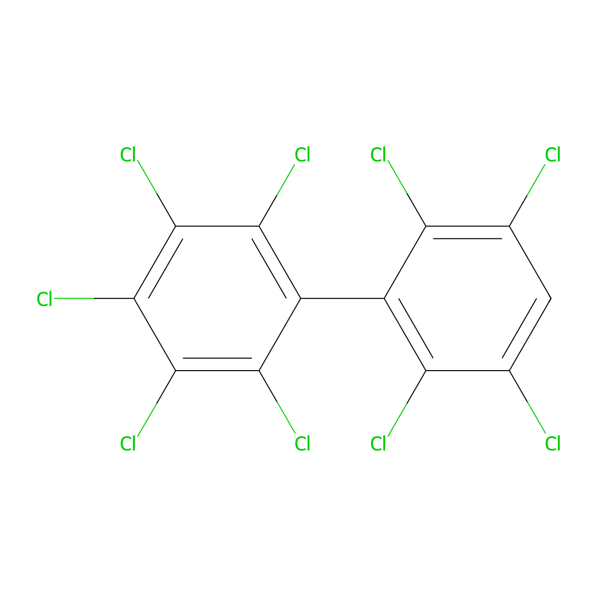 2,2',3,3',4,5,5',6,6'-Nonachlorobiphenyl molecular structure, CAS 52663-77-1