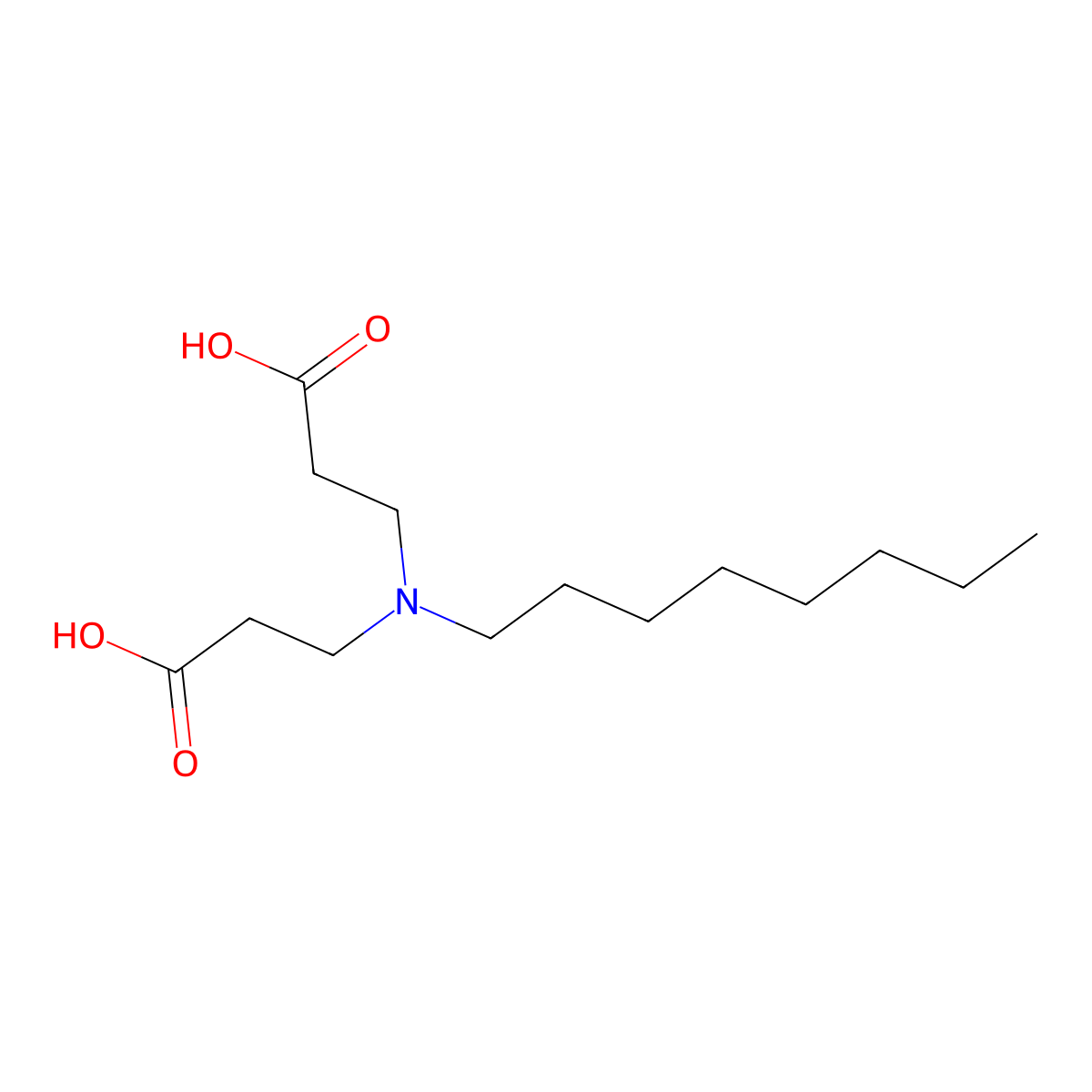 N-(2-carboxyethyl)-N-octyl-beta-alanine molecular structure, CAS 52663-87-3