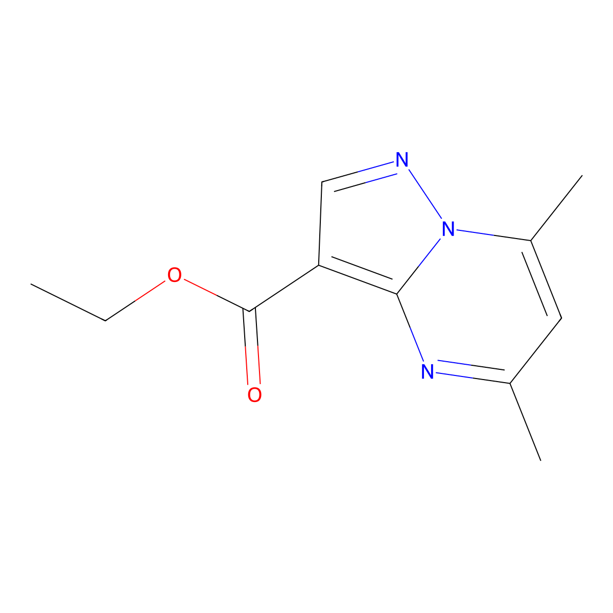 Ethyl 5,7-dimethylpyrazolo[1,5-a]pyrimidine-3-carboxylate molecular structure, CAS 52664-01-4