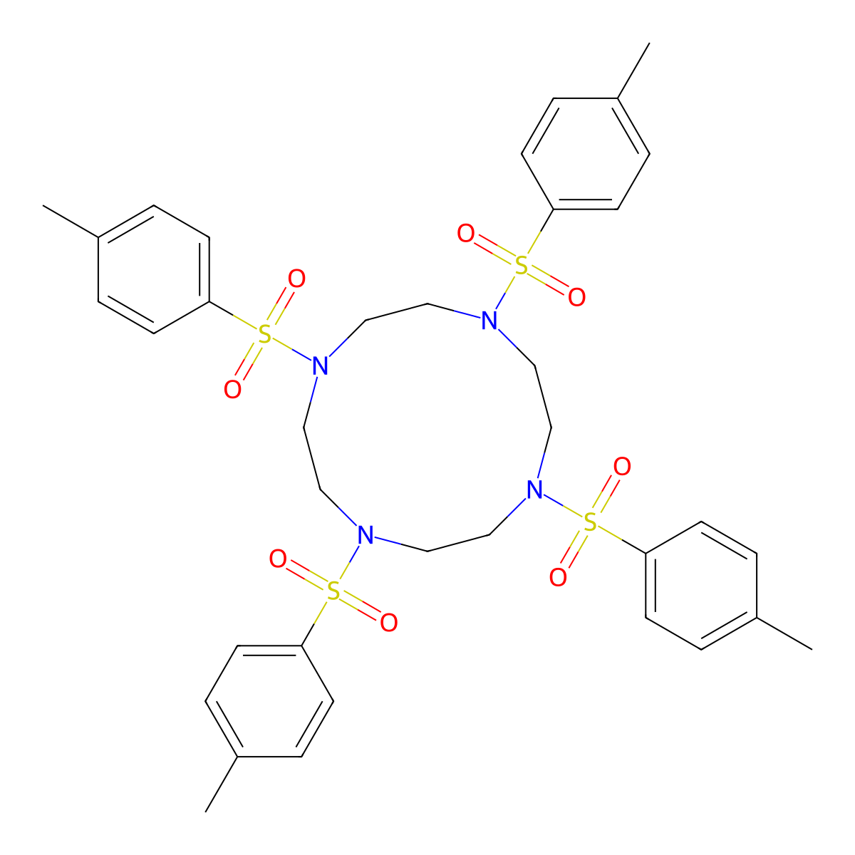 1,4,7,10-Tetrakis(p-toluensulfonyl)-1,4,7,10-tetraazacyclododecane molecular structure, CAS 52667-88-6