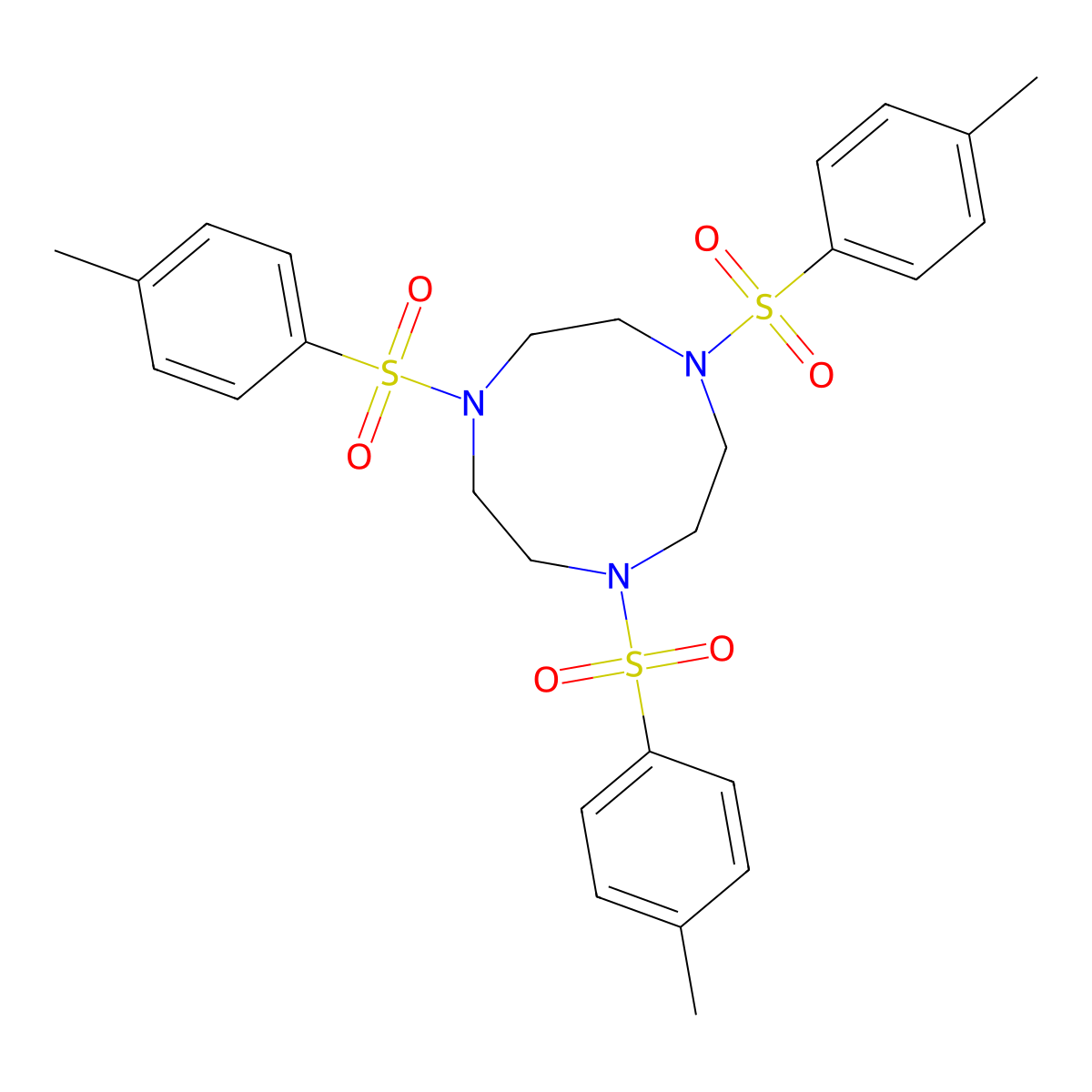 1H-1,4,7-Triazonine, octahydro-1,4,7-tris((4-methylphenyl)sulfonyl)- molecular structure, CAS 52667-89-7