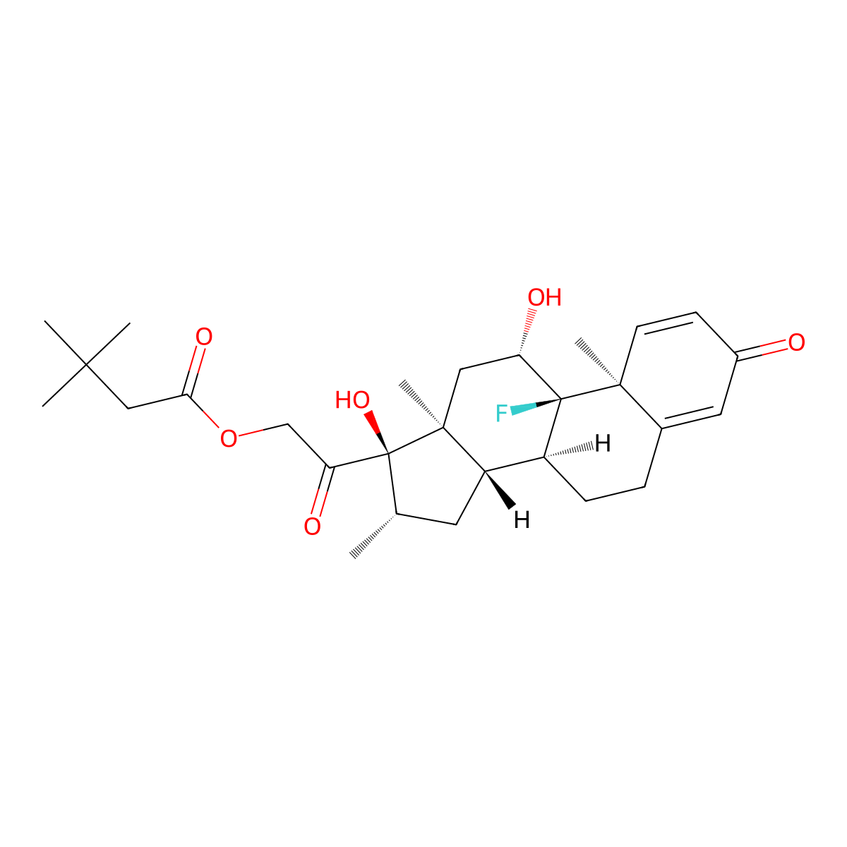 9-Fluoro-11beta,17,21-trihydroxy-16beta-methylpregna-1,4-diene-3,20-dione 21-(3,3-dimethylbutyrate) molecular structure, CAS 52668-06-1
