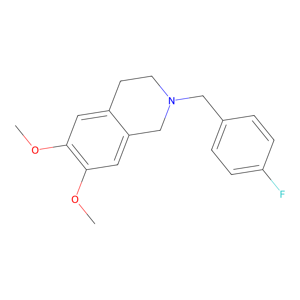 2-[(4-fluorophenyl)methyl]-6,7-dimethoxy-3,4-dihydro-1H-isoquinoline molecular structure, CAS 5267-13-0