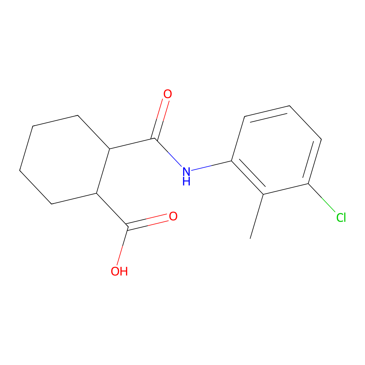 cis-N-(3-Chloro-2-methylphenyl)hexahydrophthalamic acid molecular structure, CAS 5267-29-8