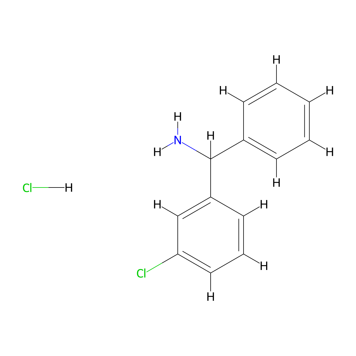 (3-Chlorophenyl)(phenyl)methanamine hydrochloride molecular structure, CAS 5267-37-8