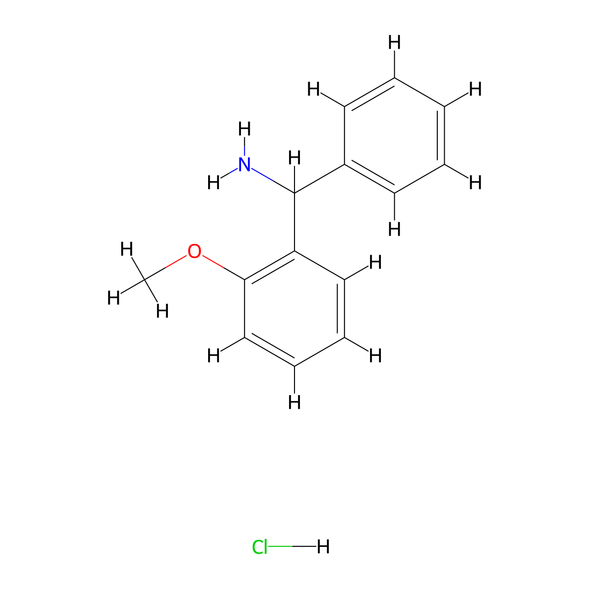 (2-Methoxyphenyl)(phenyl)methanamine hydrochloride molecular structure, CAS 5267-45-8