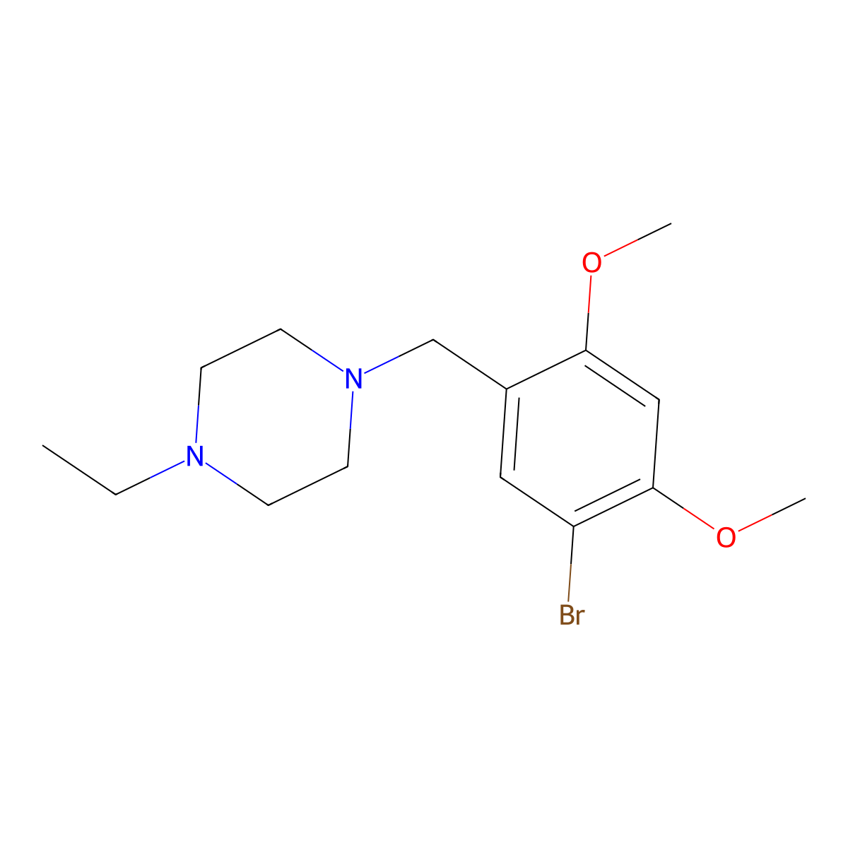1-(5-Bromo-2,4-dimethoxybenzyl)-4-ethylpiperazine molecular structure, CAS 5267-60-7
