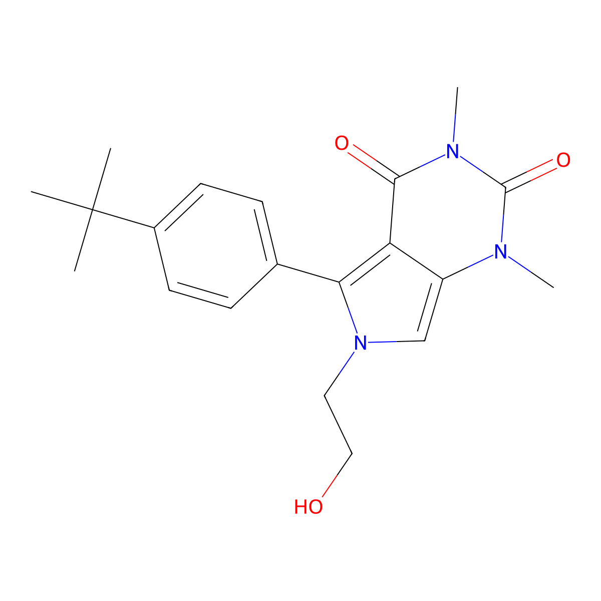 5-(4-Tert-butylphenyl)-6-(2-hydroxyethyl)-1,3-dimethylpyrrolo[3,4-d]pyrimidine-2,4-dione molecular structure, CAS 5267-63-0