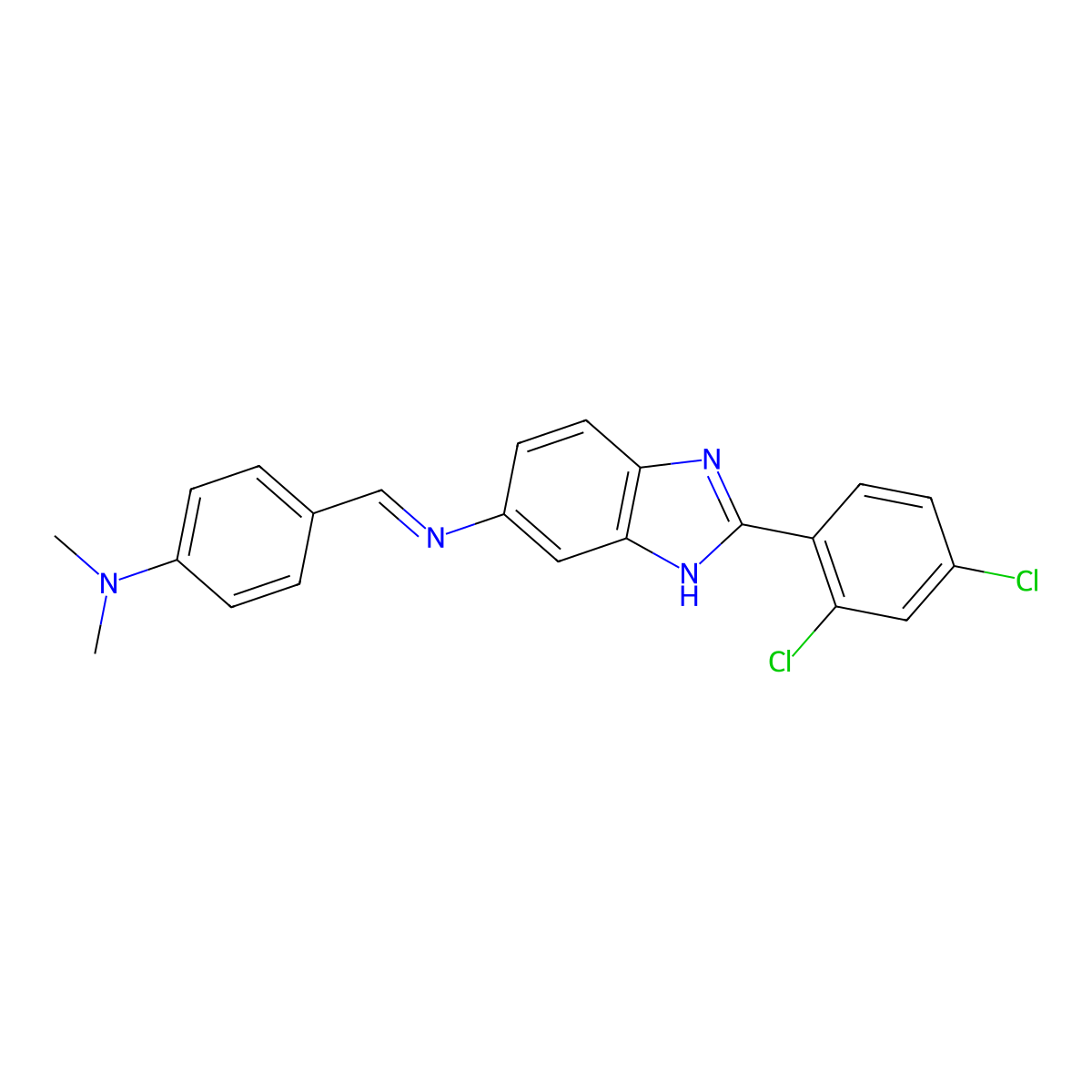 4-[[2-(2,4-dichlorophenyl)-3H-benzimidazol-5-yl]iminomethyl]-N,N-dimethylaniline molecular structure, CAS 5267-74-3