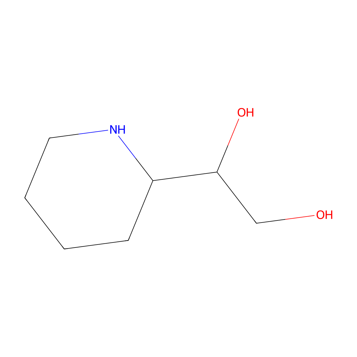 1,2-Ethanediol, 1-(2-piperidyl)- molecular structure, CAS 5267-87-8