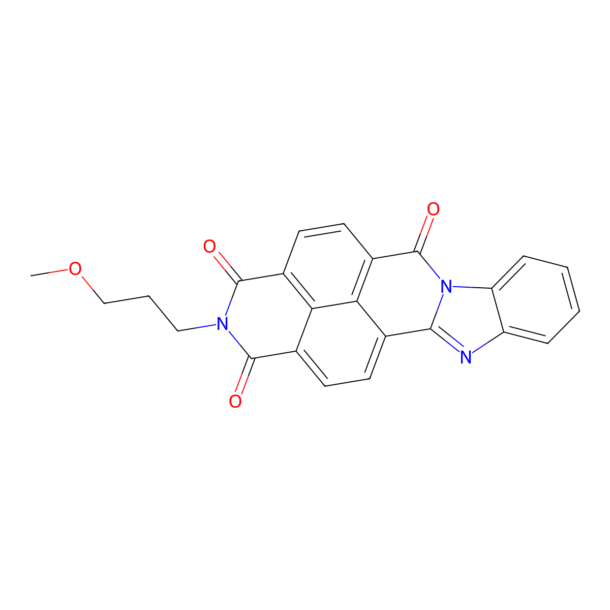 Benzimidazo[2,1-b]benzo[lmn][3,8]phenanthroline-1,3,6(2H)-trione, 2-(3-methoxypropyl)- molecular structure, CAS 52671-74-6