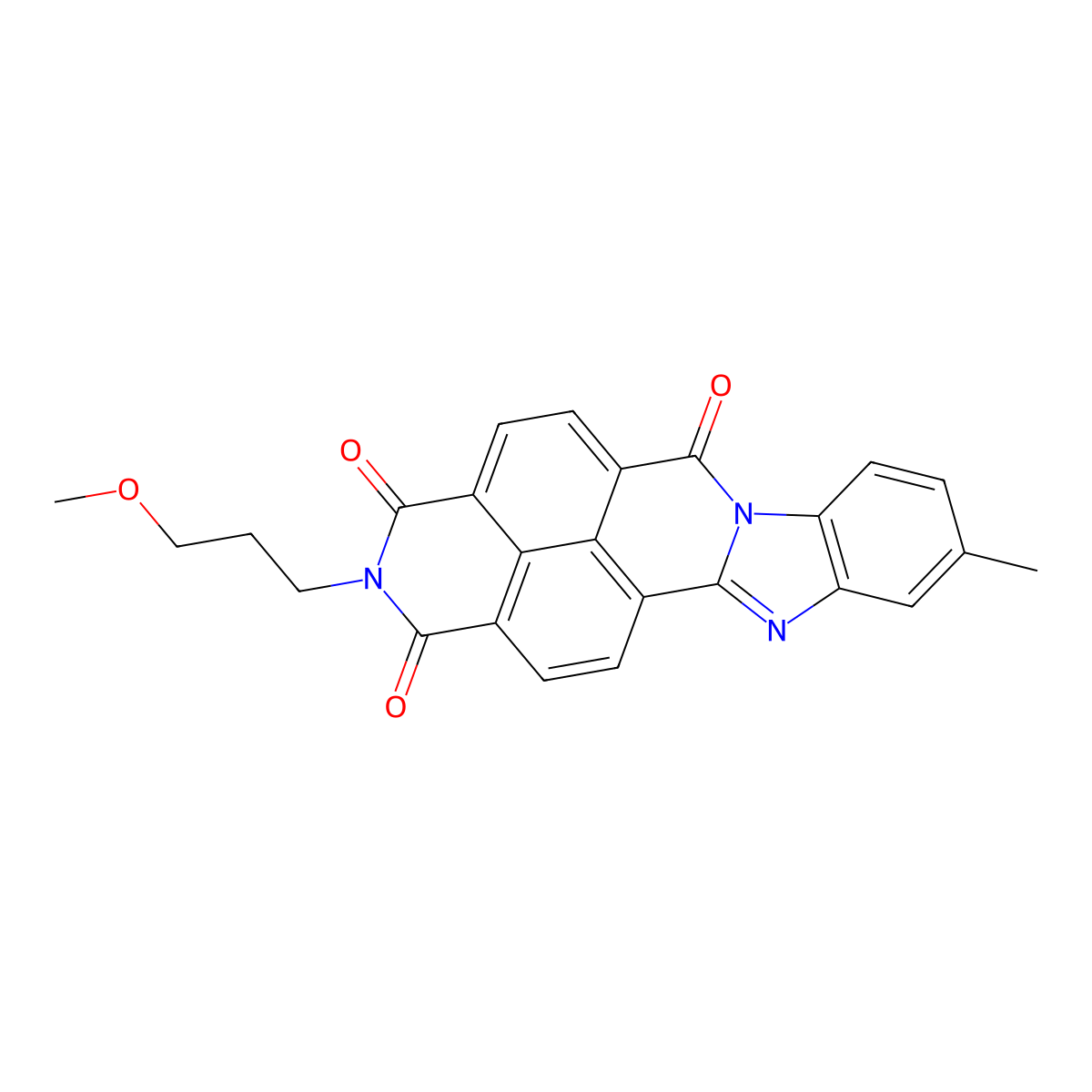 2-(3-Methoxypropyl)-9(or 10)-methylbenzimidazo[2,1-b]benzo[lmn][3,8]phenanthroline-1,3,6(2H)-trione molecular structure, CAS 52673-15-1