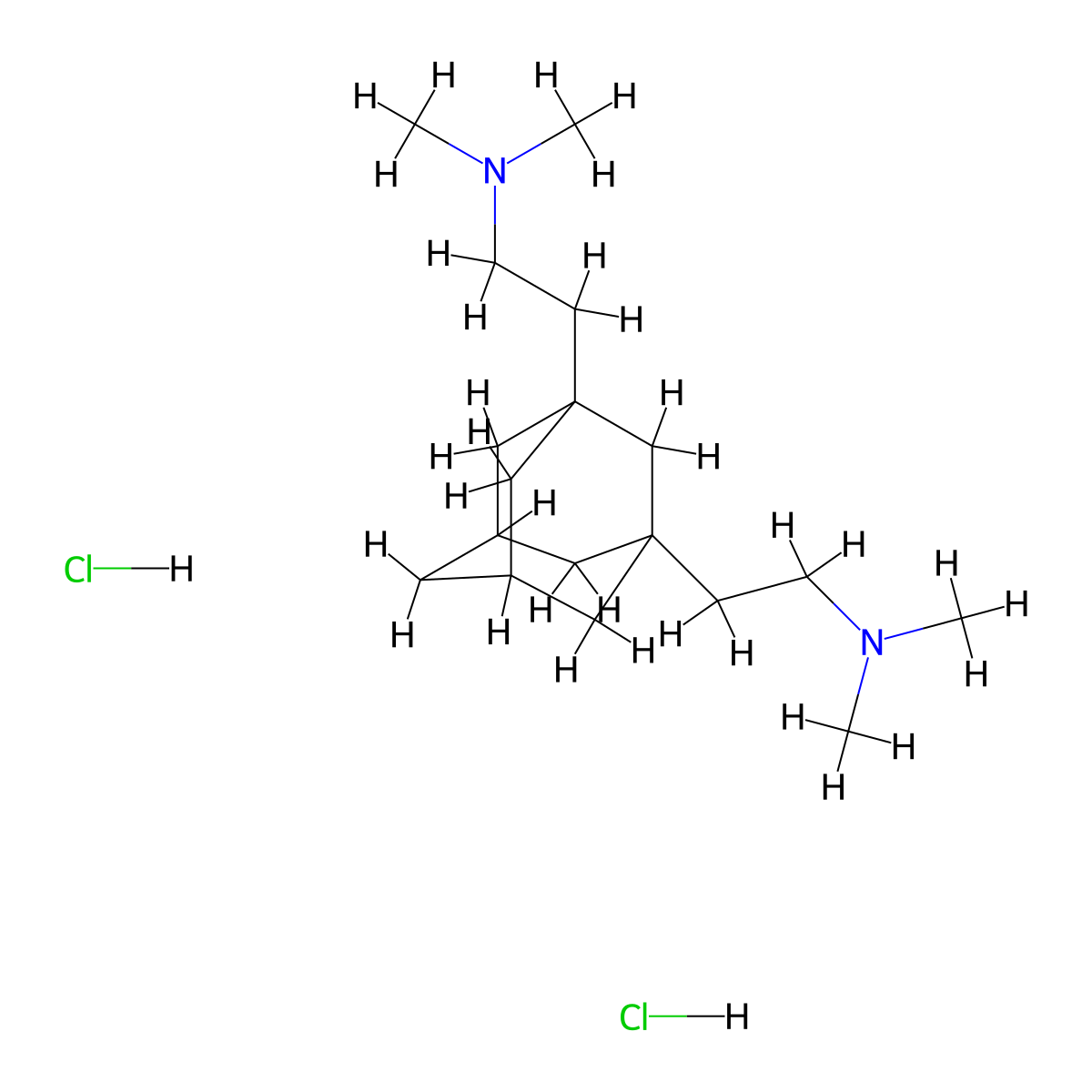 Adamantane, 1,3-bis(2-dimethylaminoethyl)-, dihydrochloride molecular structure, CAS 52673-65-1