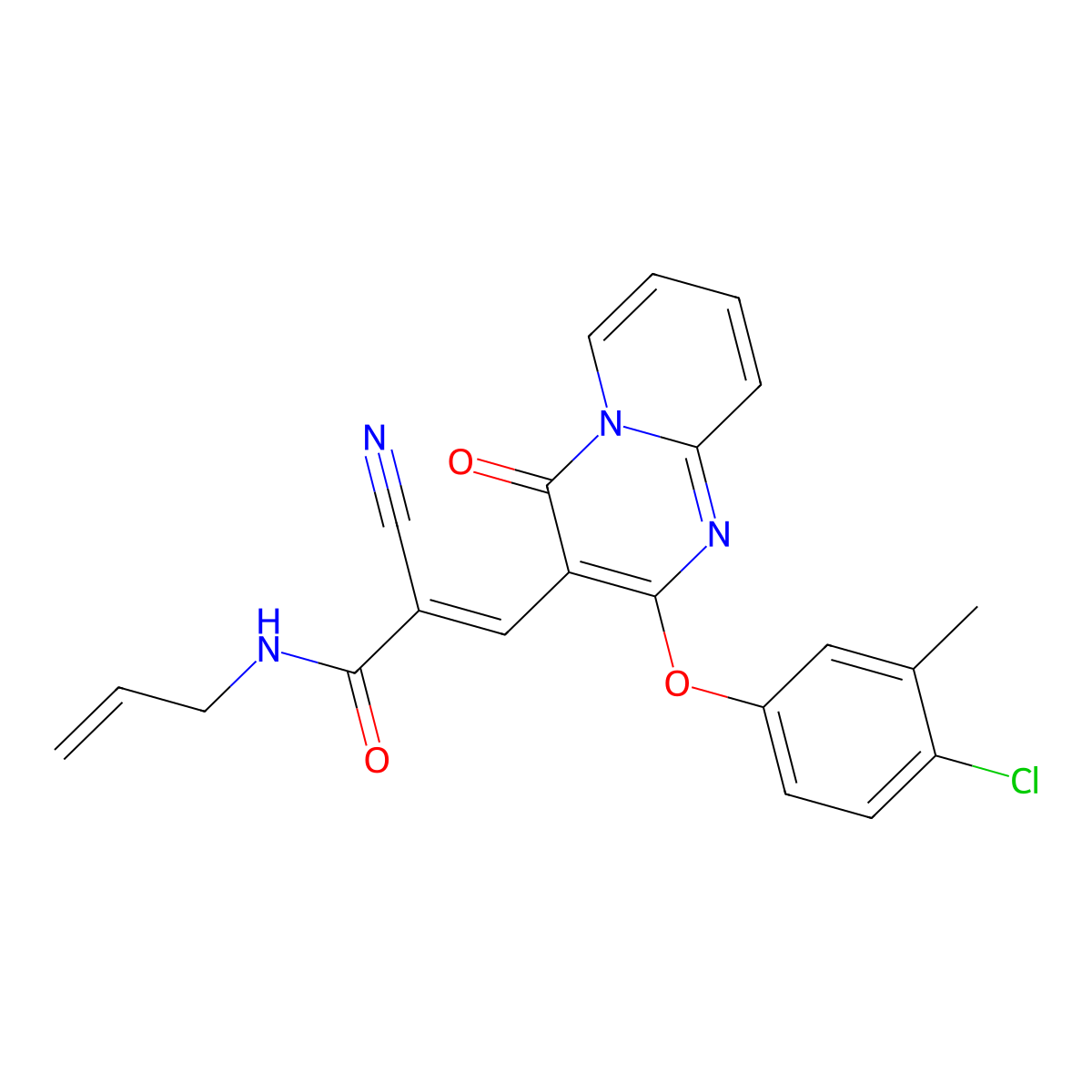 3-[2-(4-Chloro-3-methylphenoxy)-4-oxo-4H-pyrido[1,2-a]pyrimidin-3-yl]-2-cyano-N-(prop-2-en-1-yl)prop-2-enamide molecular structure, CAS 5268-30-4