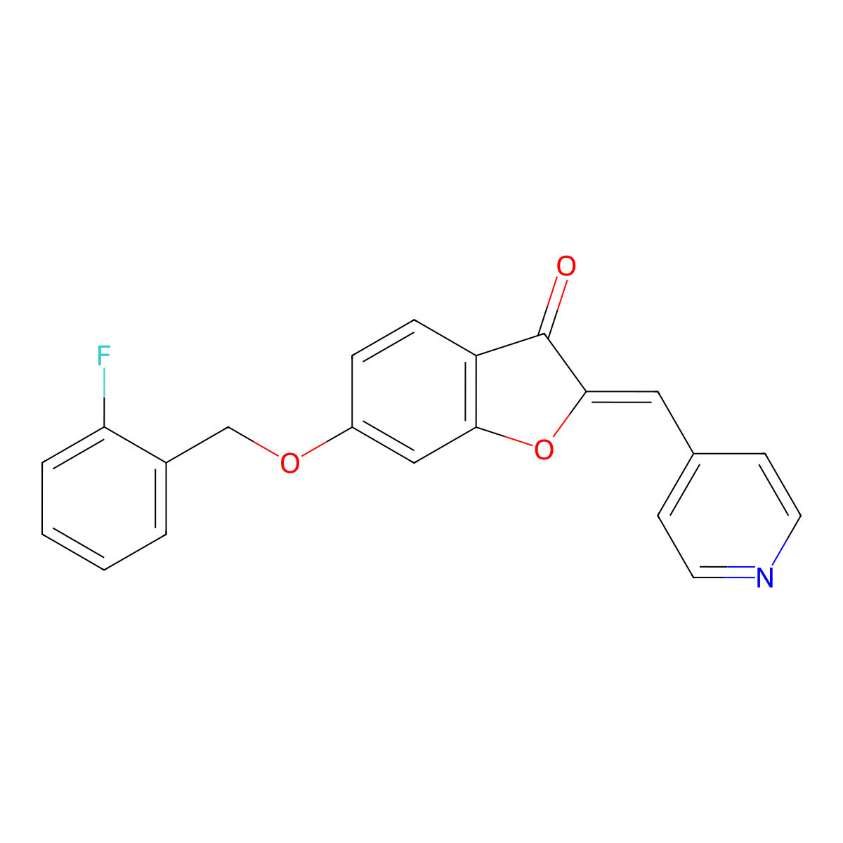 6-[(2-Fluorophenyl)methoxy]-2-[(pyridin-4-yl)methylidene]-1-benzofuran-3(2H)-one molecular structure, CAS 5268-34-8