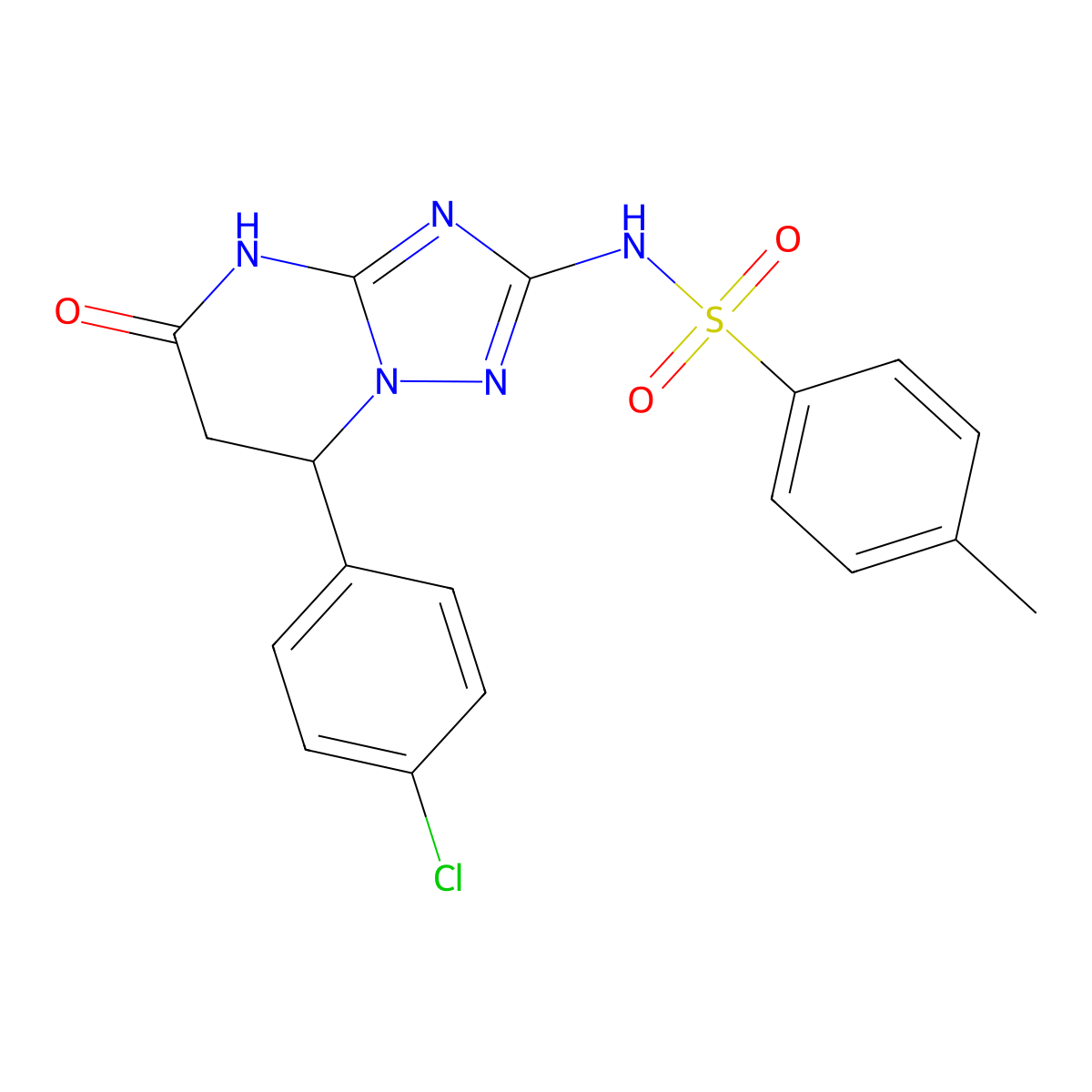 N-[7-(4-Chlorophenyl)-5-oxo-1,5,6,7-tetrahydro[1,2,4]triazolo[1,5-a]pyrimidin-2-yl]-4-methylbenzene-1-sulfonamide molecular structure, CAS 5268-48-4
