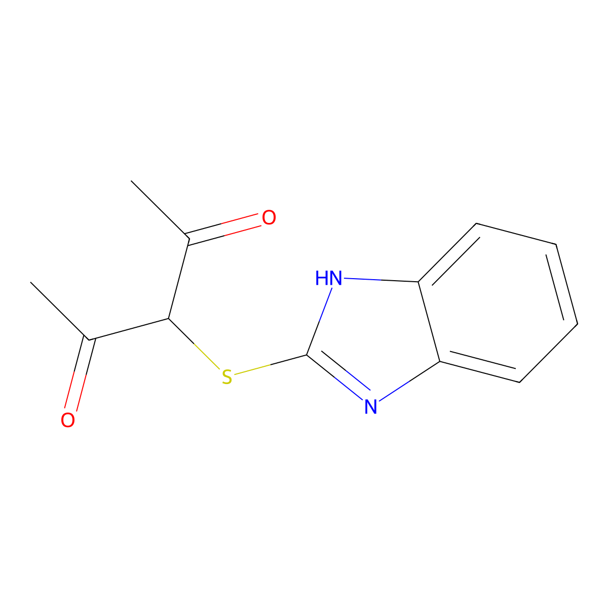2,4-Pentanedione, 3-(1H-benzimidazol-2-ylthio)- molecular structure, CAS 5268-65-5