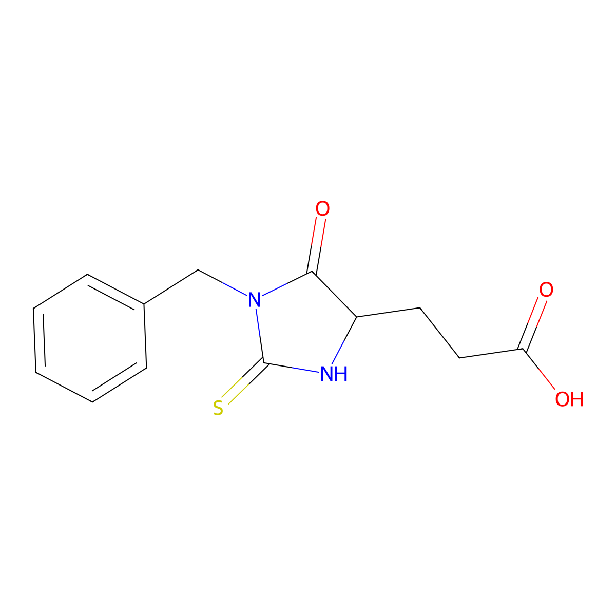 3-(1-Benzyl-5-oxo-2-thioxoimidazolidin-4-YL)propanoic acid molecular structure, CAS 52689-20-0