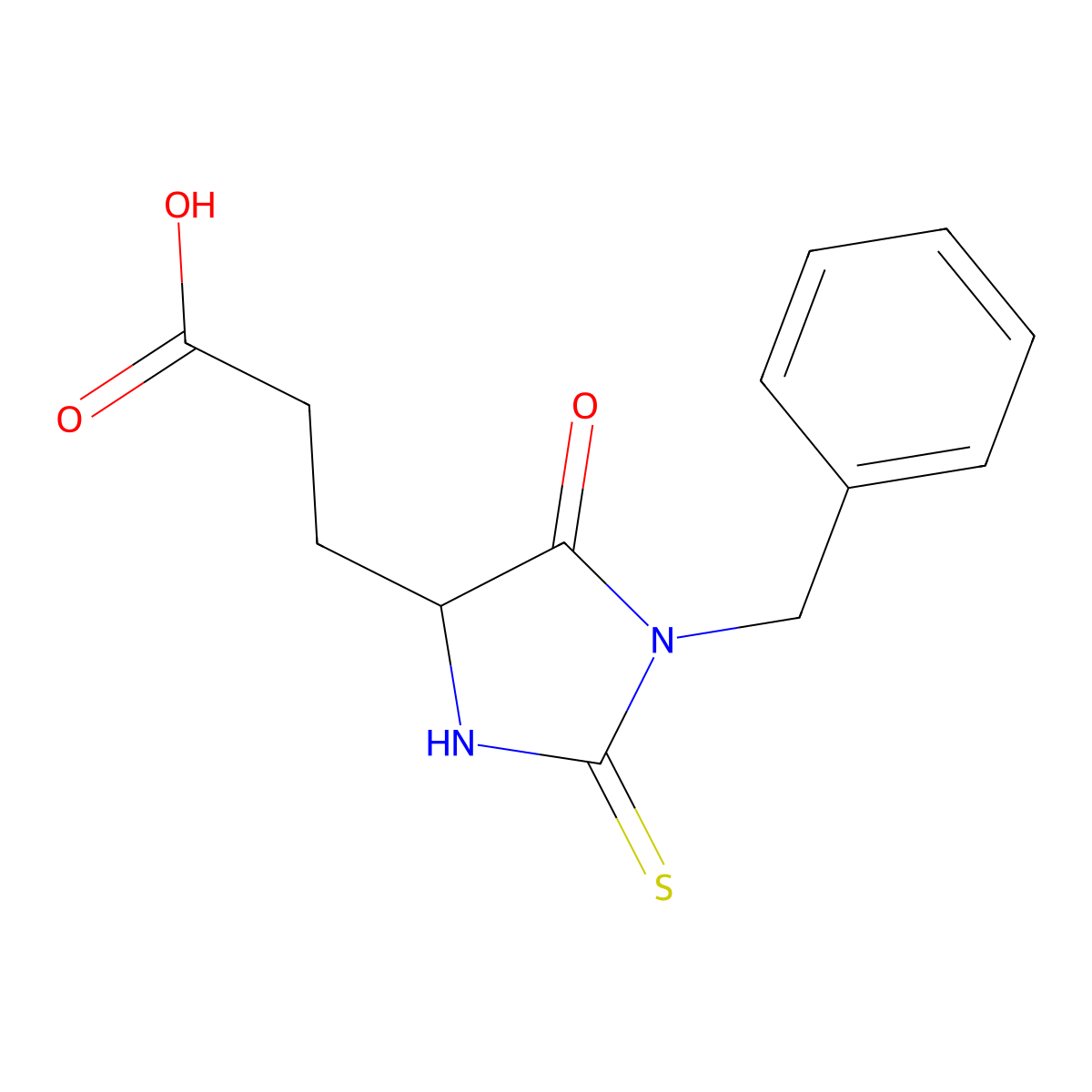 3-(1-Benzyl-5-oxo-2-thioxoimidazolidin-4-YL)propanoic acid molecular structure, CAS 52689-20-0