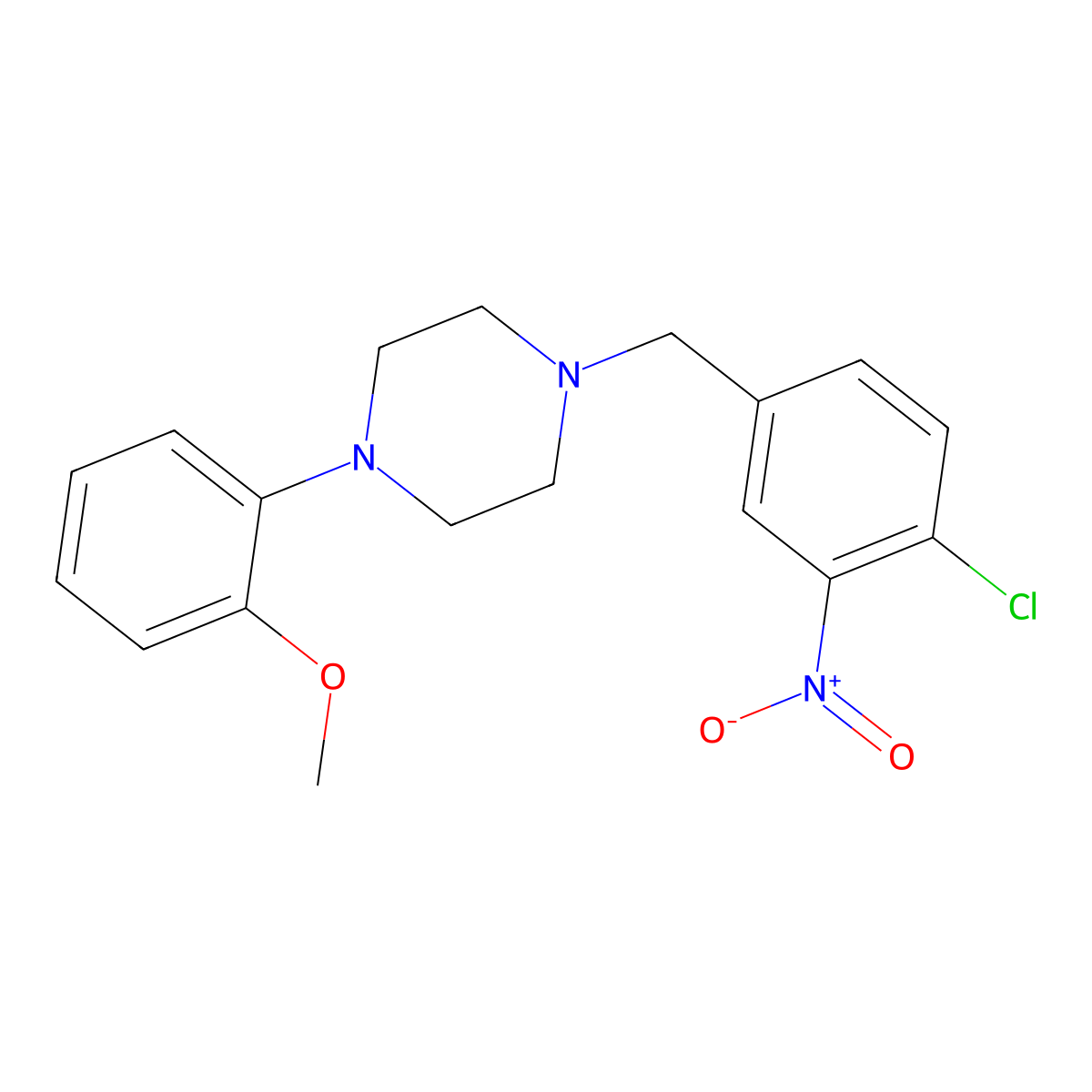 1-[(4-Chloro-3-nitrophenyl)methyl]-4-(2-methoxyphenyl)piperazine molecular structure, CAS 5269-26-1