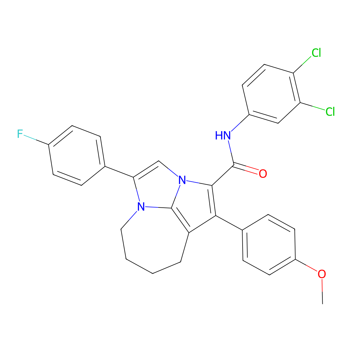 N-(3,4-dichlorophenyl)-4-(4-fluorophenyl)-1-(4-methoxyphenyl)-5,6,7,8-tetrahydro-2a,4a-diazacyclopenta[cd]azulene-2-carboxamide molecular structure, CAS 5269-55-6