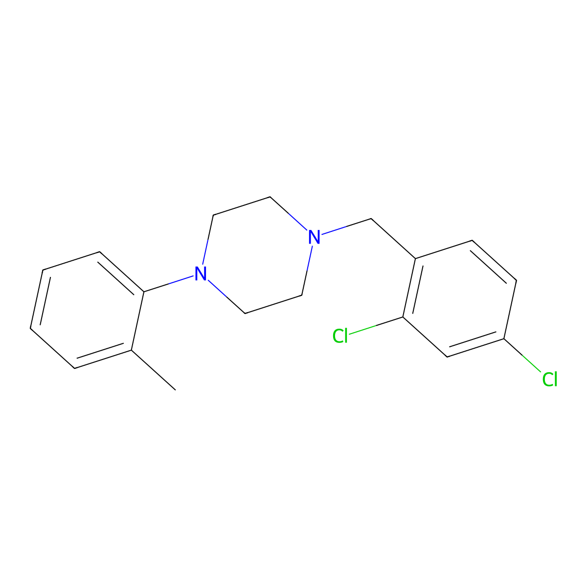 1-(2,4-Dichlorobenzyl)-4-(2-methylphenyl)piperazine molecular structure, CAS 5269-61-4