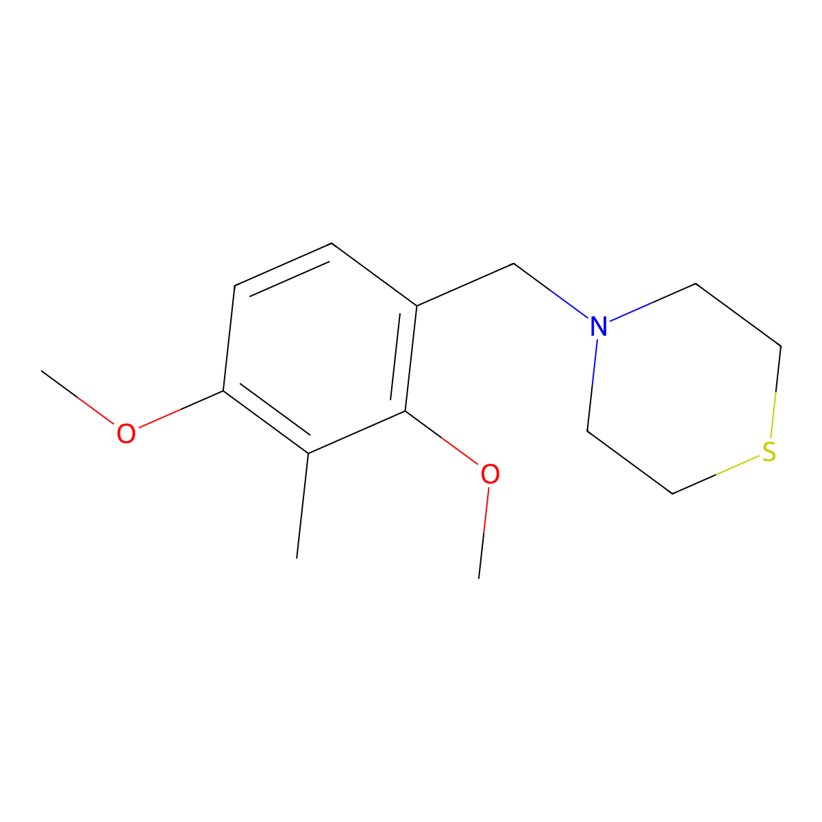 4-[(2,4-Dimethoxy-3-methylphenyl)methyl]thiomorpholine molecular structure, CAS 5269-88-5