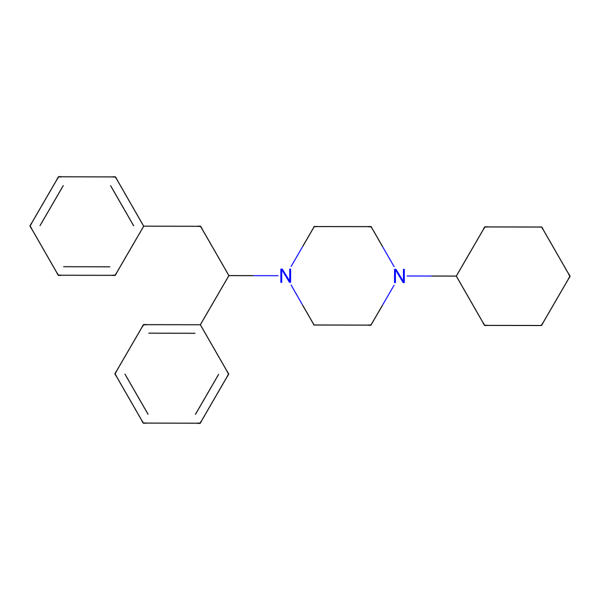 1-cyclohexyl-4-[(1S)-1,2-diphenylethyl]piperazine molecular structure, CAS 52694-52-7