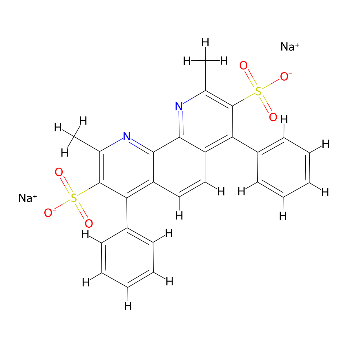 bathocuproine disulfonic acid, disodium salt molecular structure, CAS 52698-84-7