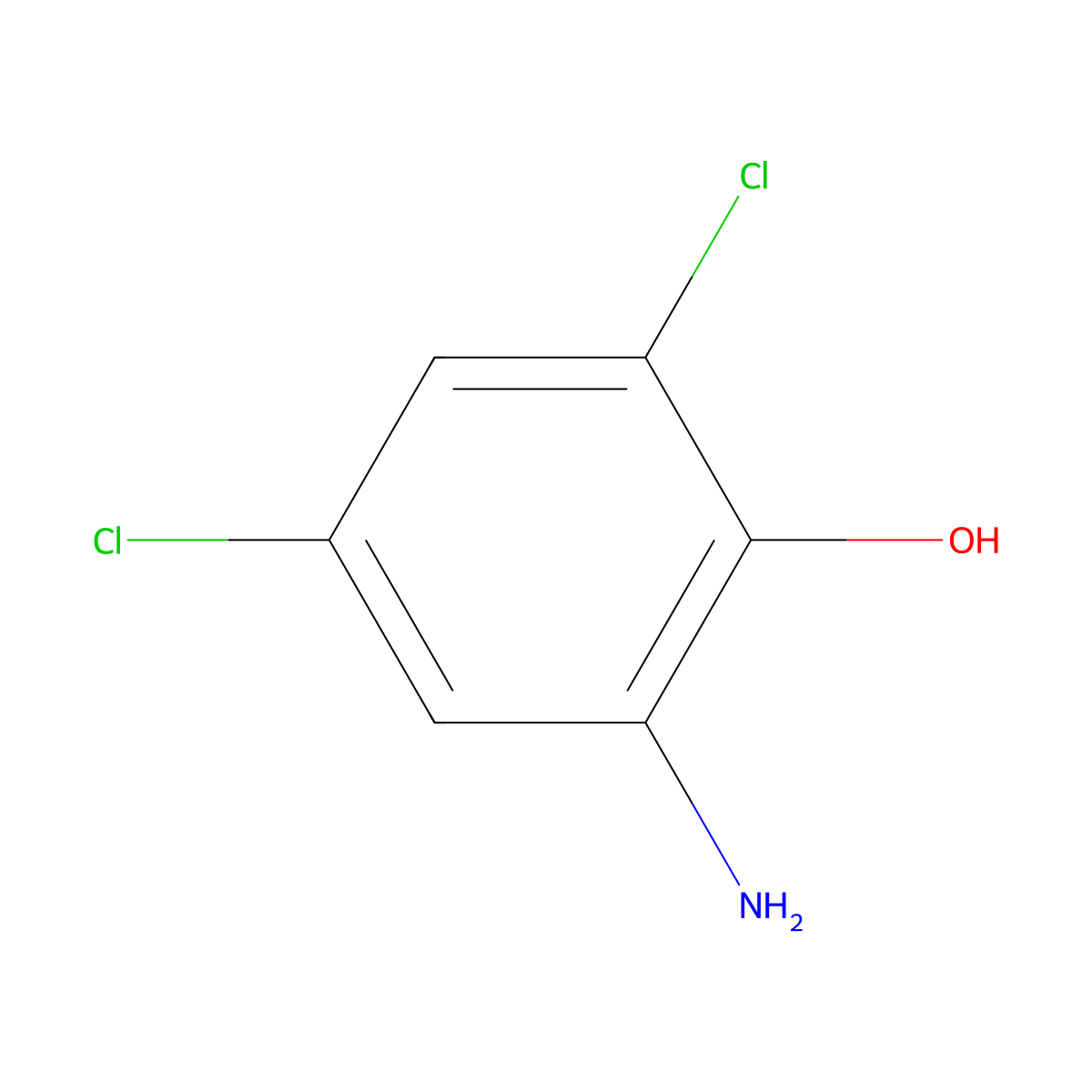 2-Amino-4,6-dichlorophenol molecular structure, CAS 527-62-8