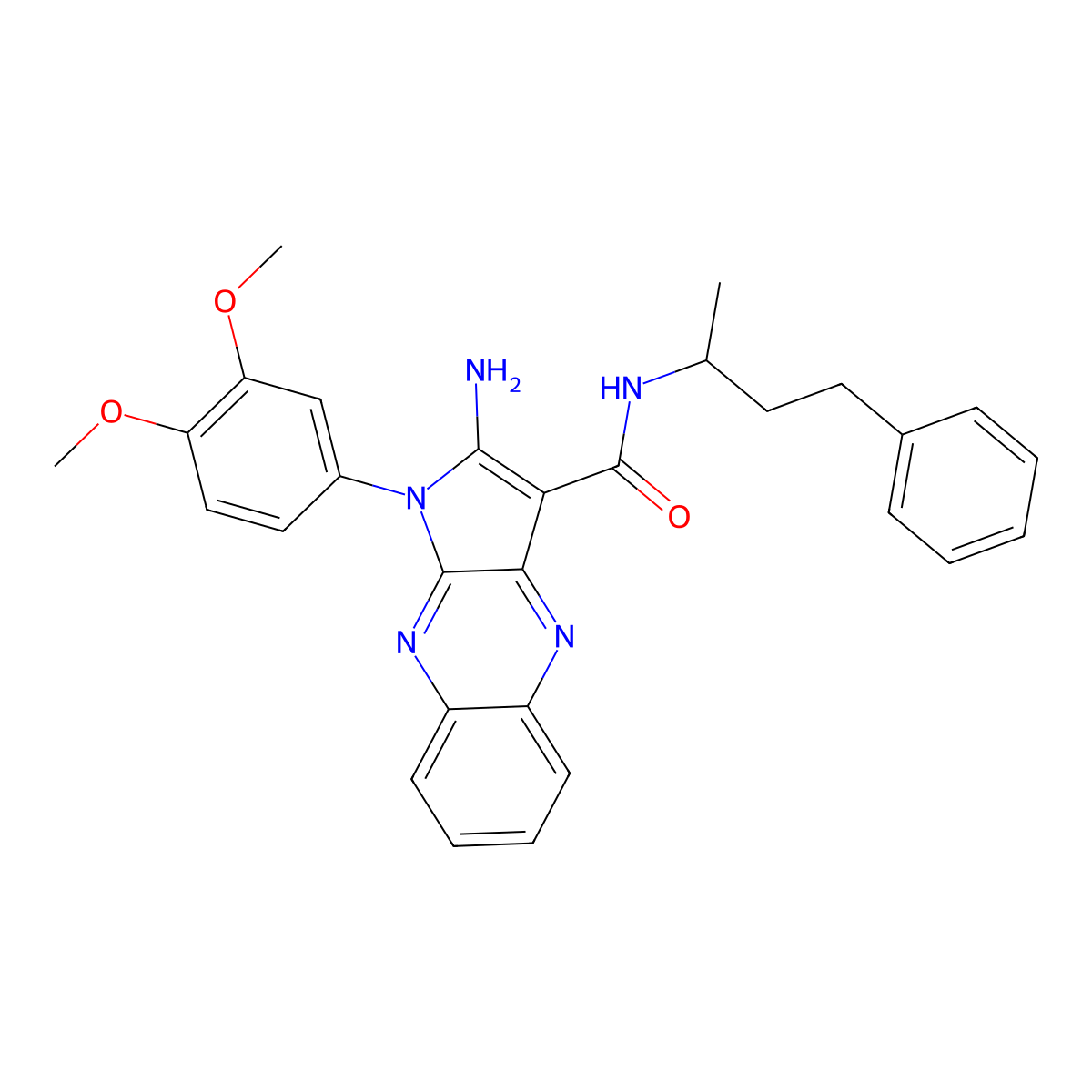 2-amino-1-(3,4-dimethoxyphenyl)-N-(4-phenylbutan-2-yl)-1H-pyrrolo[2,3-b]quinoxaline-3-carboxamide molecular structure, CAS 5270-09-7