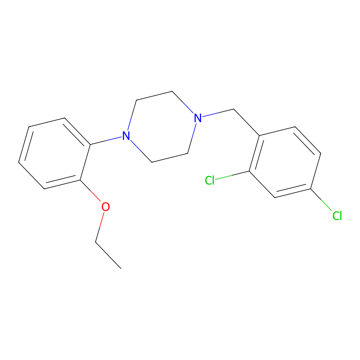 1-[(2,4-Dichlorophenyl)methyl]-4-(2-ethoxyphenyl)piperazine molecular structure, CAS 5270-24-6