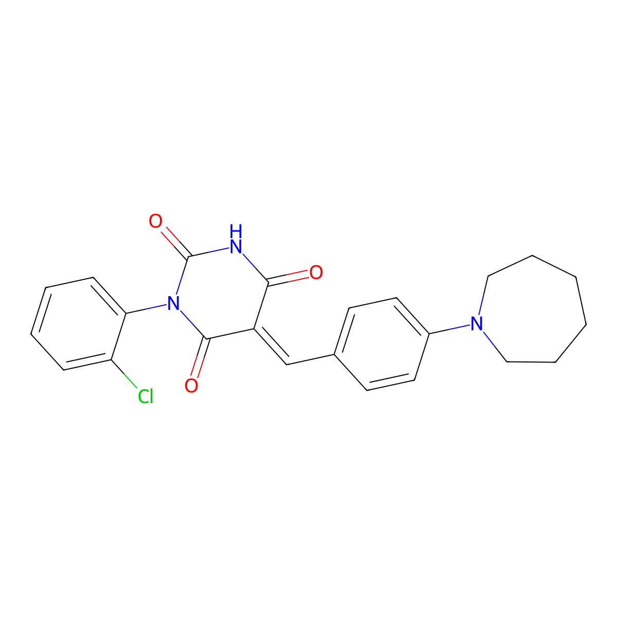 5-[[4-(Azepan-1-yl)phenyl]methylidene]-1-(2-chlorophenyl)-1,3-diazinane-2,4,6-trione molecular structure, CAS 5270-44-0