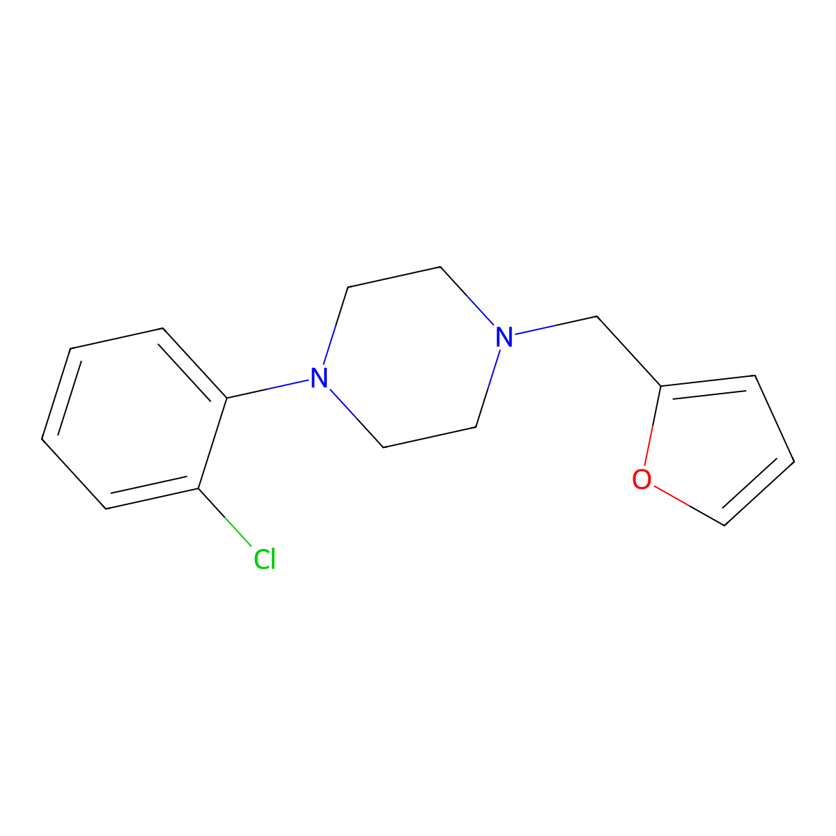 1-(2-Chlorophenyl)-4-(furan-2-ylmethyl)piperazine molecular structure, CAS 5270-76-8