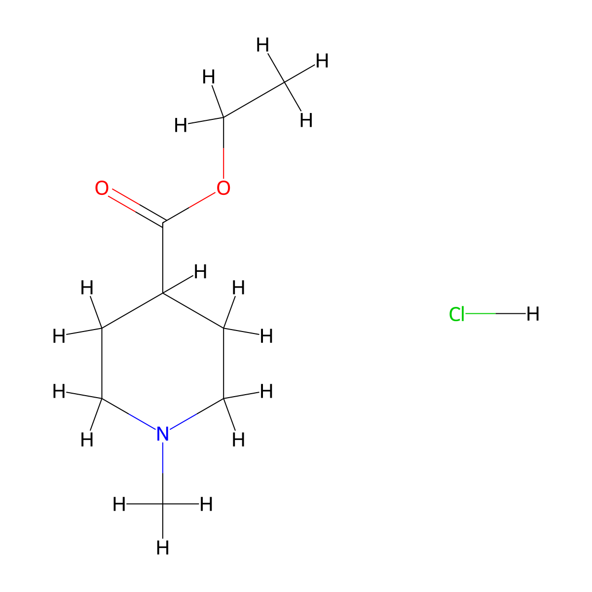 N-Methylisonipecotic acid, ethyl ester, hydrochloride molecular structure, CAS 52700-61-5