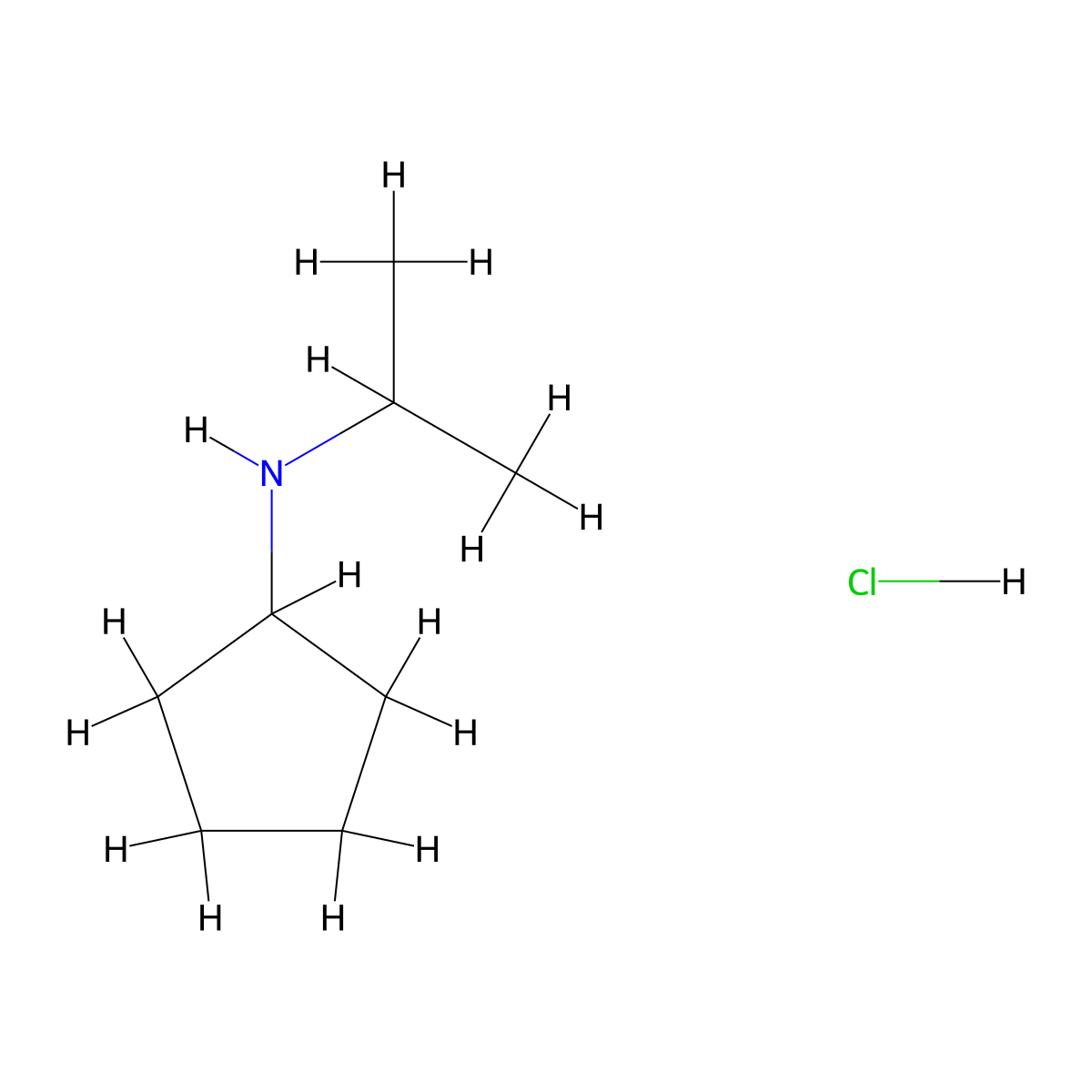 N-(propan-2-yl)cyclopentanamine hydrochloride molecular structure, CAS 52703-17-0