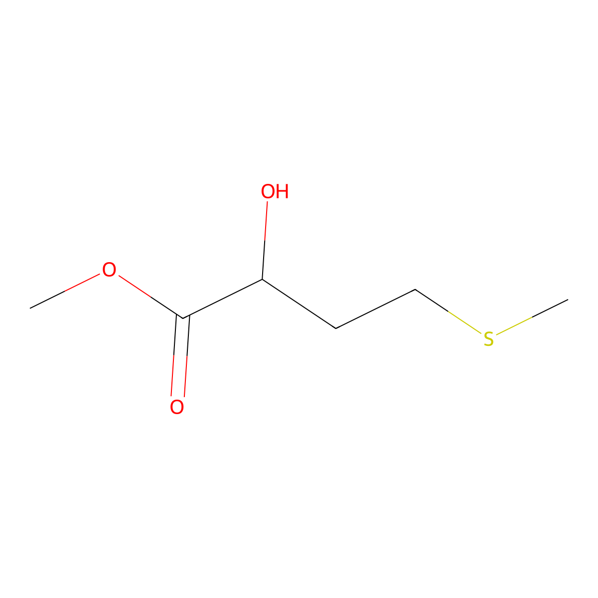Methyl 2-hydroxy-4-(methylsulfanyl)butanoate molecular structure, CAS 52703-96-5