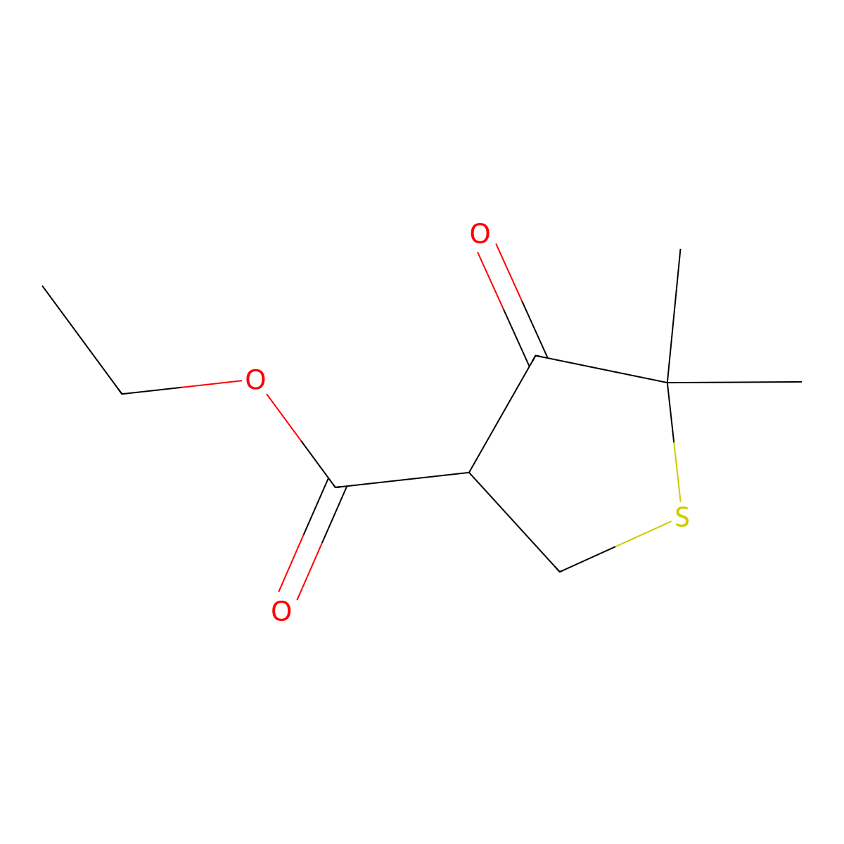 Ethyl 5,5-dimethyl-4-oxotetrahydrothiophene-3-carboxylate molecular structure, CAS 52704-93-5