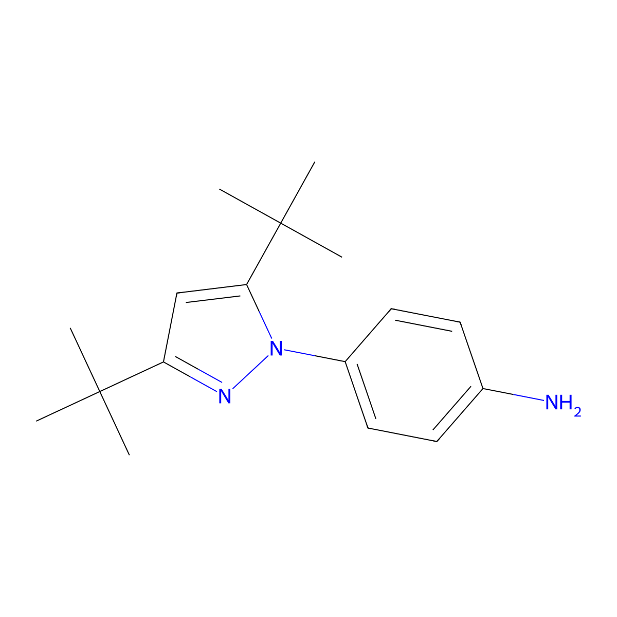4-[3,5-di(tert-butyl)-1H-pyrazol-1-yl]aniline molecular structure, CAS 52708-33-5