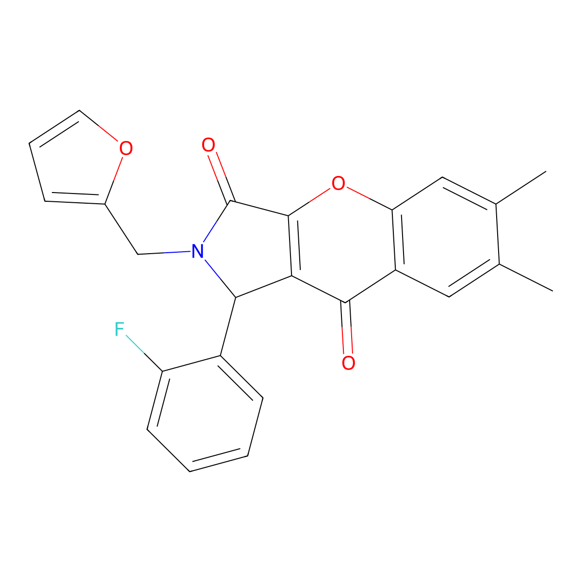1-(2-Fluorophenyl)-2-(furan-2-ylmethyl)-6,7-dimethyl-1,2-dihydrochromeno[2,3-c]pyrrole-3,9-dione molecular structure, CAS 5271-11-4