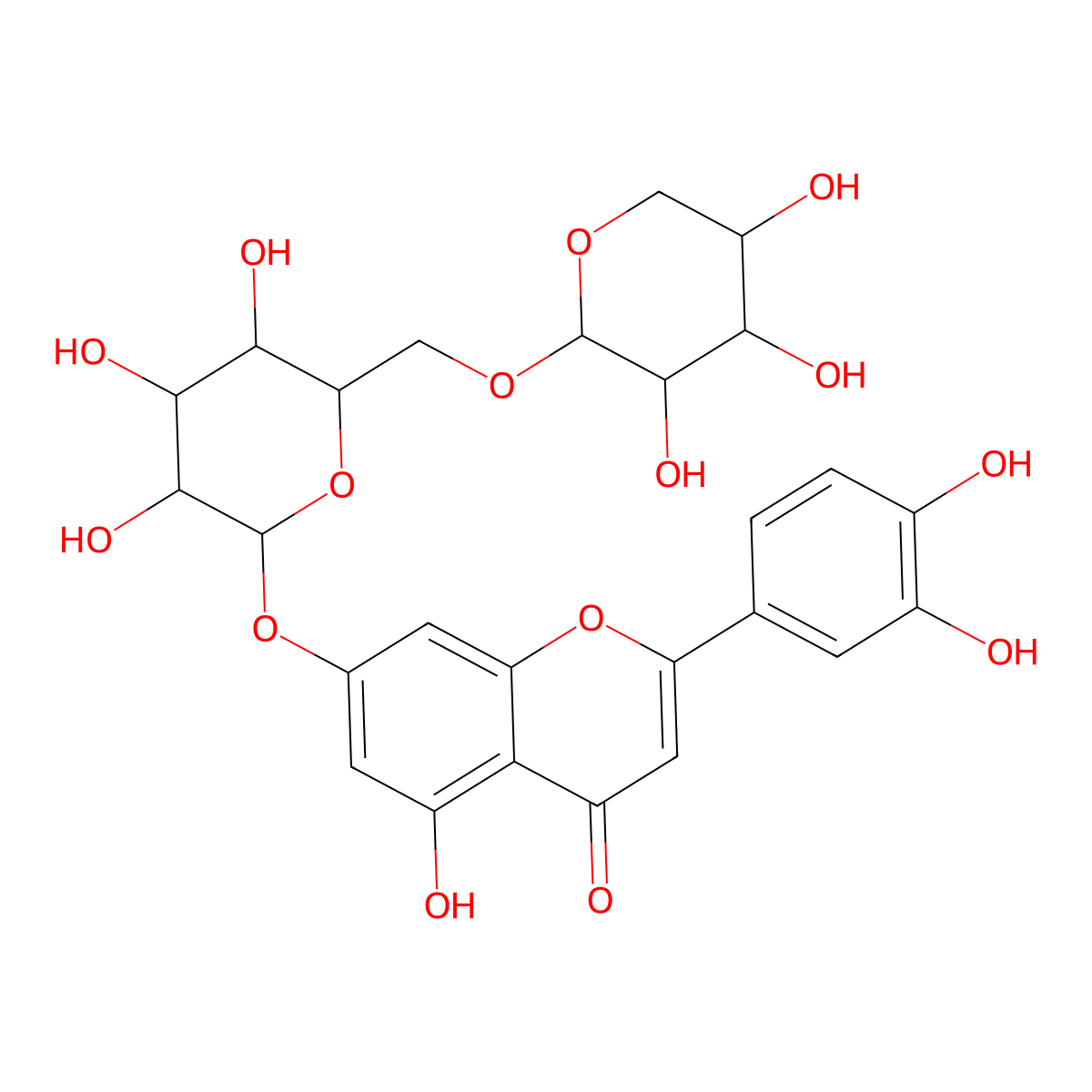 Luteolin 7-arabinopyranosyl-(1->6)-glucoside molecular structure, CAS 52714-82-6