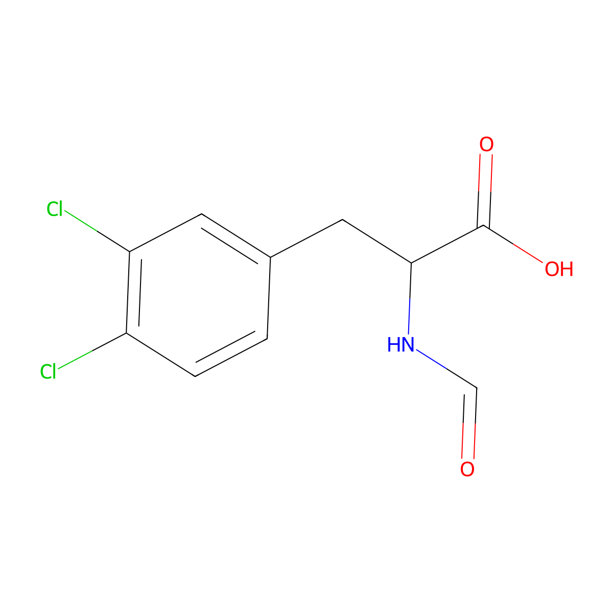3-(3,4-Dichlorophenyl)-2-formamidopropanoic acid molecular structure, CAS 52715-67-0