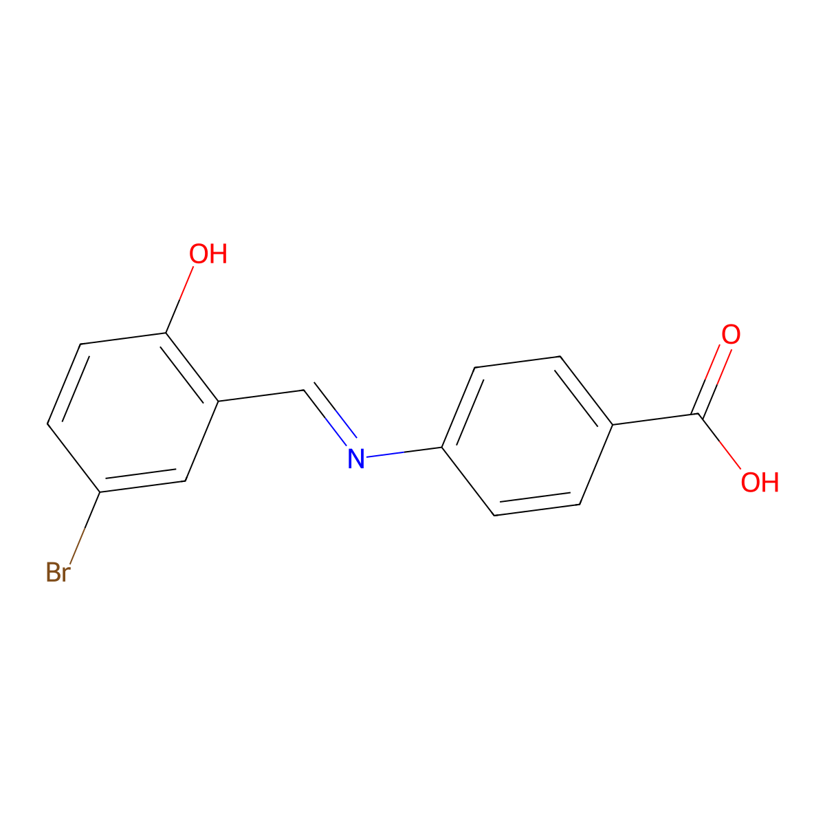 4-((5-Bromo-2-hydroxy-benzylidene)-amino)-benzoic acid molecular structure, CAS 52716-37-7
