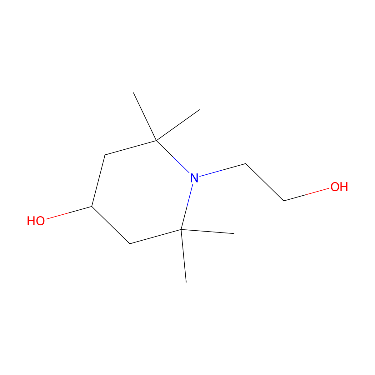 1-(2-Hydroxyethyl)-2,2,6,6-tetramethyl-4-hydroxypiperidine molecular structure, CAS 52722-86-8