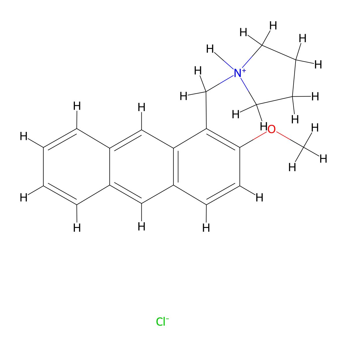 Anthracene, 2-methoxy-1-pyrrolidinomethyl-, hydrochloride molecular structure, CAS 52723-13-4