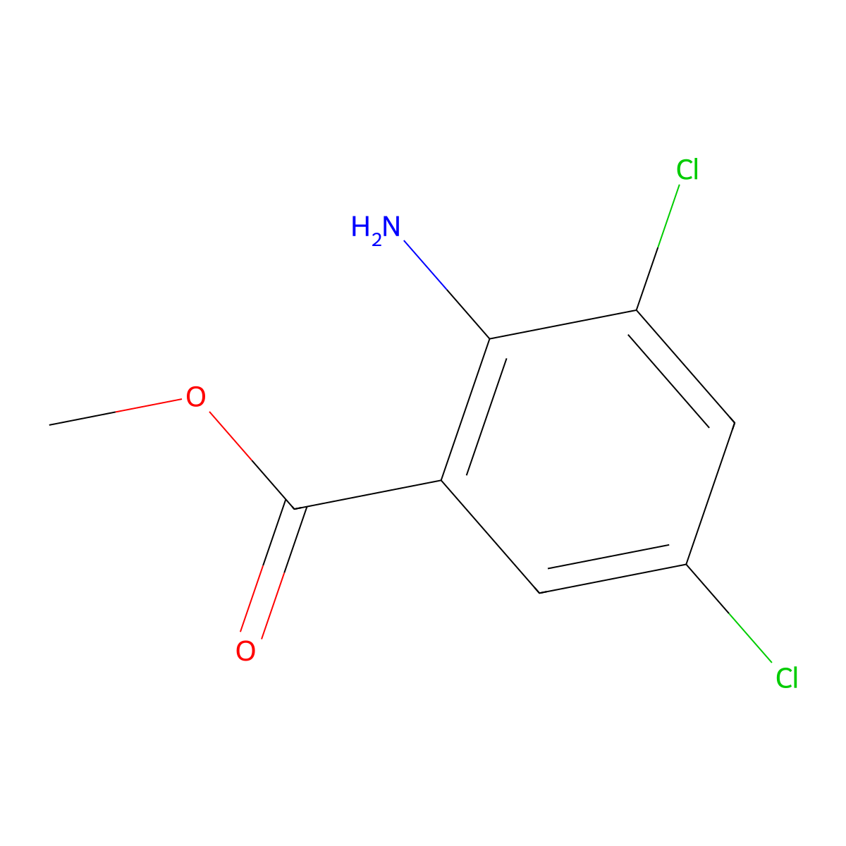 Methyl 2-amino-3,5-dichlorobenzoate molecular structure, CAS 52727-62-5