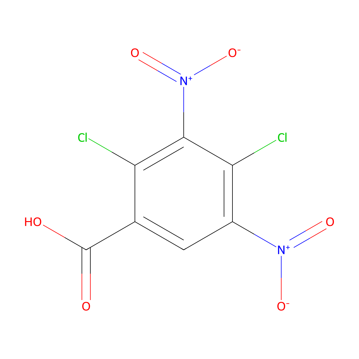 2,4-Dichloro-3,5-dinitrobenzoic acid molecular structure, CAS 52729-03-0