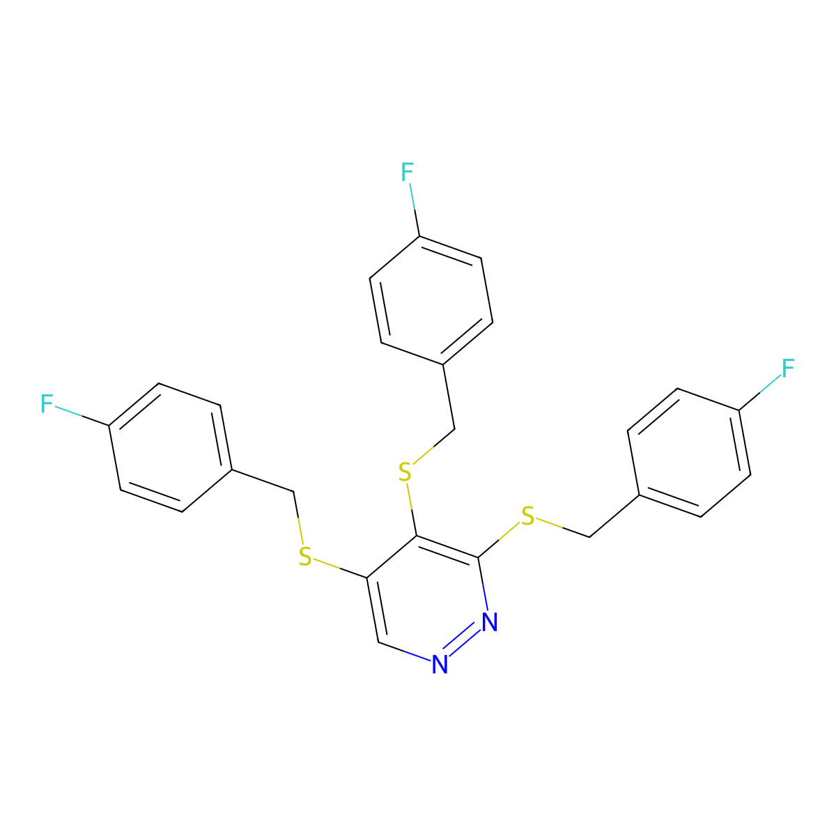 3,4,5-Tris((4-fluorobenzyl)thio)pyridazine molecular structure, CAS 5273-28-9